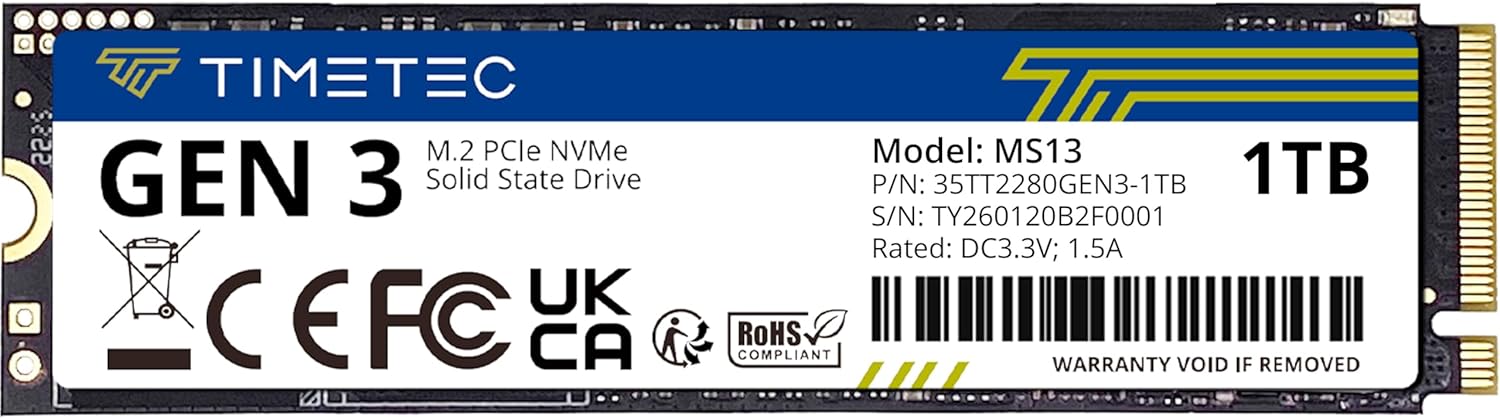 Timetec 1TB NVMe PCIe Gen3 M.2 SSD